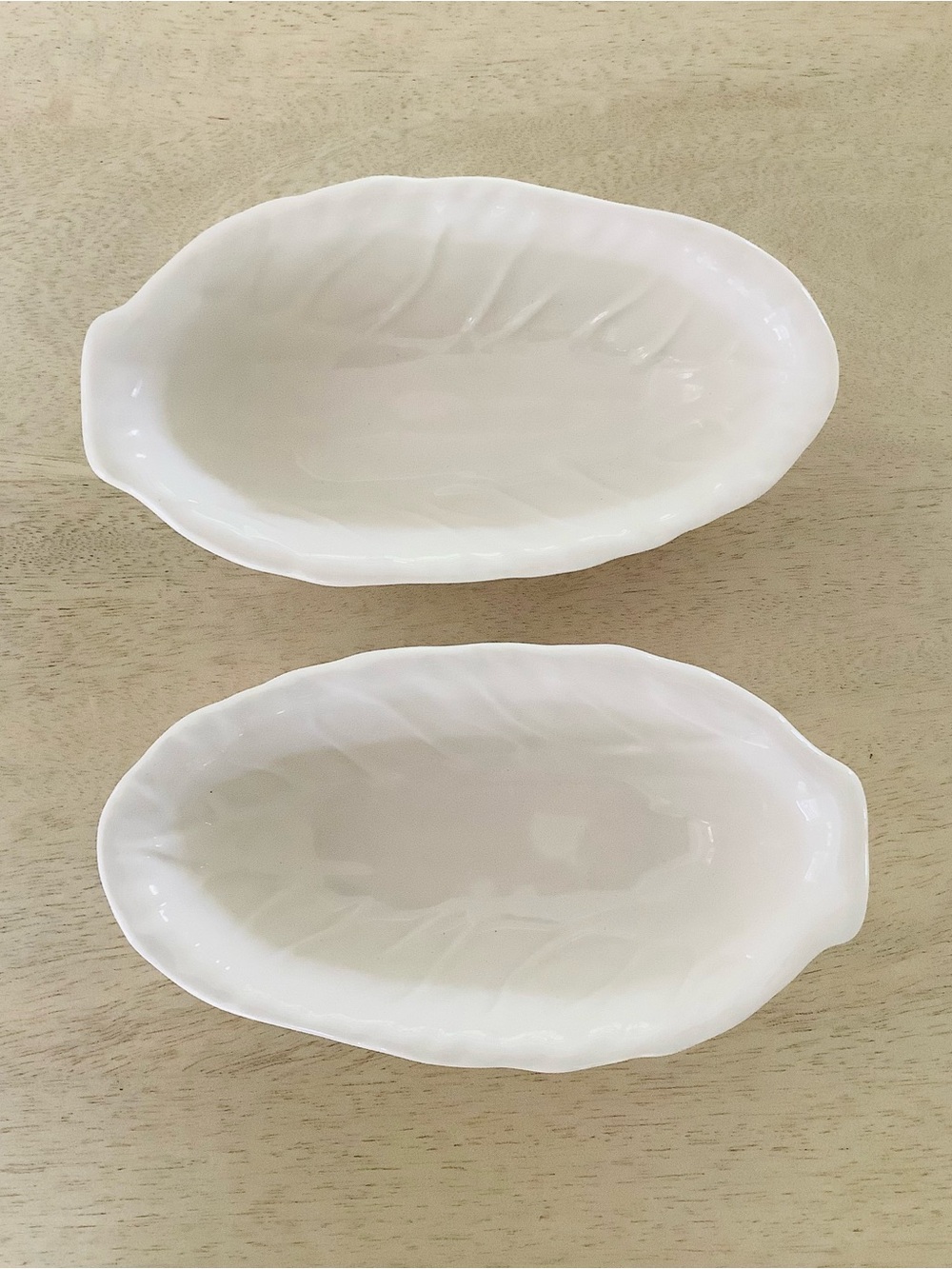 2 Threshold White Radicchio Leaf Dip Bowls